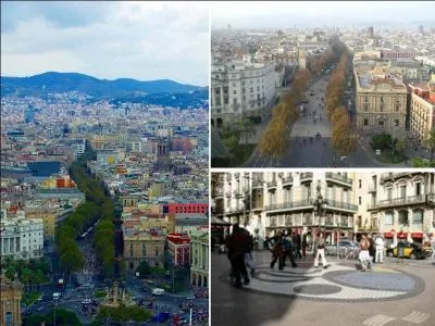La Rambla relie la place de Catalogne au vieux port o se dresse la colonne de Christophe Colomb. Originale, elle se compose d'une voie pitonne centrale borde par deux voies carrossables de sens inverses. Vous pouvez fouler la grande mosaque du peintre Joan Miro si vous allez ... .....