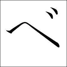 Comme l'hiragana  he , mais avec deux traits en plus :