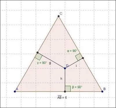 Le triangle ABC est quilatral de 6 de cot. Que vaut la somme des segments i,g,h ?
