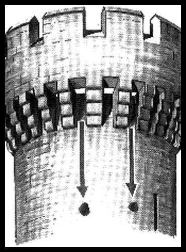  partir des mchicoulis, il tait frquent de jeter des projectiles divers (comme des pierres) sur les assaillants, en contrebas. Laquelle de ces matires taient le moins utilis malgr ce qu'on pense souvent ?