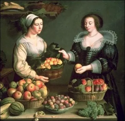 Elle se rvlera comme une des femmes peintres de natures mortes les plus marquantes de son poque, le XVIIe sicle. Cette Marchande de fruits et lgumes  en est un tmoignage...