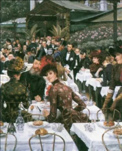 Cette reprsentation des  Dames de l'artiste  au restaurant est un tableau de 1885 de ce peintre n  Nantes en 1836...