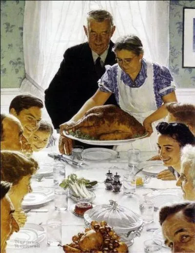 Et pour finir ce  Diner de Thanskgiving , est une oeuvre de quel clbre illustrateur et peintre amricain mort en 1978 ?