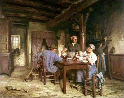 Qualifi de peintre naturaliste, quel artiste n au Mont-Saint-Pre en 1844 est l'auteur de ce  Repas de midi  trs rural ?