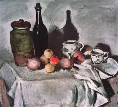 Le thme de la nature morte comme cette  Nature morte avec des fruits et la vaisselle  s'accorde au caractre de ce peintre, il retiendra particulirement l'attention de l'artiste tout au long de sa carrire ...