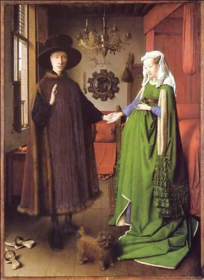 Qui a ralis  Les poux Arnolfini , en 1434, oeuvre majeure d'un peintre primitif flamand  qui on doit aussi  L'homme au turban rouge  ?