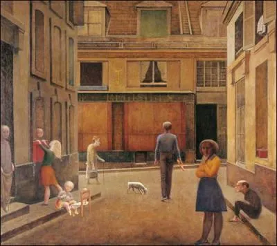 Quel peintre figuratif franais, n en Suisse et mort en 2001, est l'auteur de  Passage du commerce Saint-Andr , ralis en 1952 ?