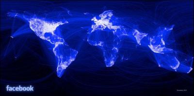 Cette carte montre l'utilisation de Facebook dans le monde. Selon la carte, dans quel pays utilise-t-on le moins Facebook ?