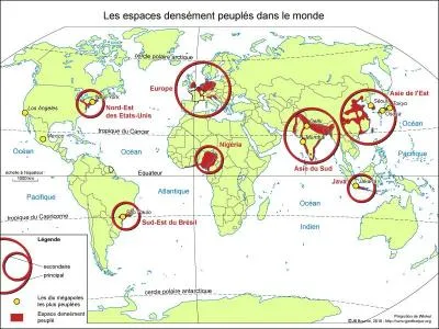 Comment appelle-t-on les zones mondiales  forte densit de population ?