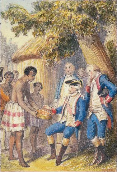 Il crut avoir été transporté au "Paradis", où la population présentait un caractère doux et des comportements amicaux. Sur quelles rives aborda-t-il le 6 avril 1768 ?