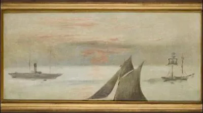 Bateaux au soleil couchant.