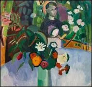 Jeanne dans les fleurs.