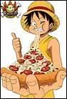 Luffy (manger) une pizza.