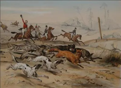Les uvres de ce peintre et lithographe illustrent gnralement des scnes de bataille, de vnerie, de chevaux, et des natures mortes. De qui est cette scne de chasse de petite vnerie ?