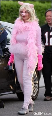 Grokk, Grokk... Le joli petit cochon rose que voici... Il va savoir se sauver tout seul celui-l, car celle qui se cache dans ce costume fut  l'cran... ?