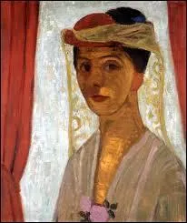 Autoportrait avec un chapeau et voile.