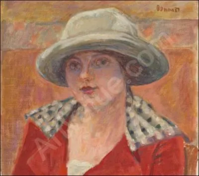 Jeune femme au chapeau blanc.