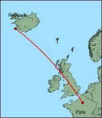 Quelle est la distance approximative qui spare Reykjavik de Paris ?