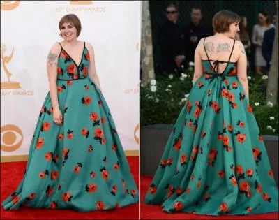 Lena Dunham n'a pas la ligne mannequin, ce qui ne devrait pas nuire  l'lgance, mais elle aurait pu viter et la coupe, et les gros motifs fleuris de cette robe qui est... ?