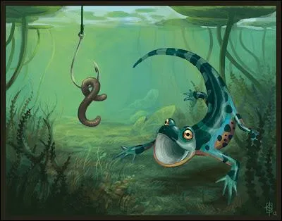 Ce triton est malin. Il va se dbrouiller pour manger le ver sans se faire transpercer par ... .