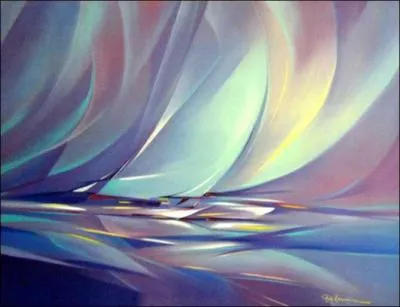 Rick Lawrence, artiste peintre contemporain, reprsente ainsi le mouvement des voiles au vent. Quelle est la culture d'origine de M. Lawrence,  votre avis ?