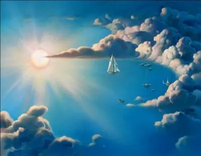 Un point de vue trs original et onirique sur les voiliers sur la mer, dans ce tableau de Vladimir Kush. Avec un peu d'imagination, on croirait survoler... ?