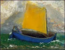 Odilon Redon met du soleil et de l'or dans les voiles, tandis qu'une coque bleue flotte sur une mer verte ! Quel titre a-t-il donn  ce tableau ?