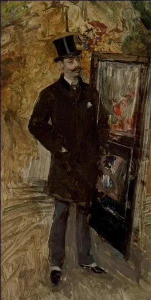 Portrait d'un homme coiff d'un chapeau haut.