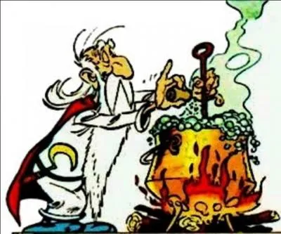 C'est le médecin du village, le sage également. Vous le trouverez toujours dans les aventures en train de donner une petite gourde à un des héros, Rassurez-vous, rien d'illégal dans cette boisson, mais les Romains ne seront pas d'accord ! Il a deux principaux outils, une serpe d'or que l'on ne peut trouver qu'à Lutèce et une marmite. Qui est-il ?