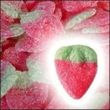J'observe l'image et je vois des bonbons sous une forme de fraises !