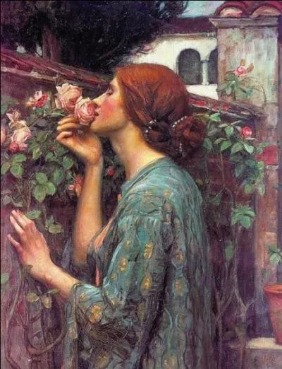 Quel peintre britannique, clbre pour ses tableaux de femmes inspirs de la mythologie et de la littrature, a ralis  Le parfum de la rose   en 1908 ?