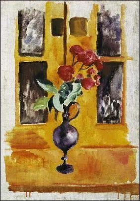  Roses japonaises dans le verre bleu , toile excute en 1910, est l'oeuvre d'un peintre expressionniste allemand. Qui est ce peintre ?