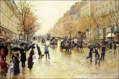 Qui a peint Boulevard Poissonnire sous la pluie ?