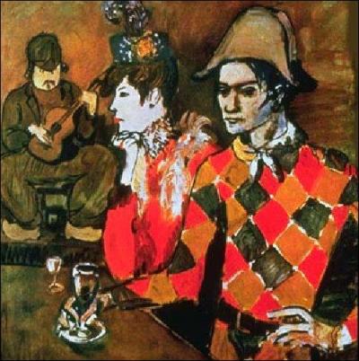 Quelles sont les deux couleurs du costume d'Arlequin dans le tableau de Picasso  Paul en costume d'Arlequin  ?
