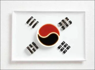 Ce drapeau est fait  base de gimbap et sauce. Quel pays reprsente-t-il ?