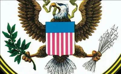 Le Pygargue  tte blanche tourne la tte vers la branche d'olivier (qui symbolise la paix) et la tourne aux flches (qui symbolisent la guerre), mettant ainsi en avant la prfrence du pays pour la paix. Mais comment dit-on guerre en anglais ?