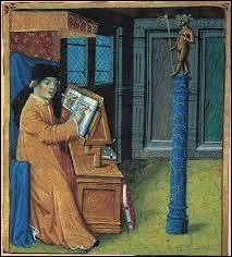 Que fait ce moine sur l'image ?