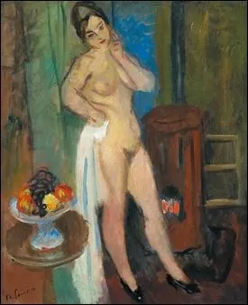 Qui a peint le modle prs d'un pole dans l'atelier ?