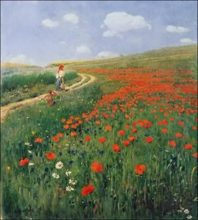 Qui est l'auteur de ce tableau, appel :  paysage d't avec le coquelicot fleurissant  ?