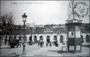 La gare d'Agen est inaugure en 1856, quand  la charpente mtallique qui recouvre les quais et est l'uvre de la socit Eiffel, en quelle anne est-elle trenne ?