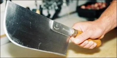 Comment s'appelle ce couteau de forme rectangulaire ou triangulaire, lourd et pais et destin  couper les os ?