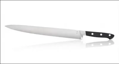 Quel est le nom de ce couteau  lame paisse et acre, long et pointu, destin  dcouper la viande, les jambons, en fines tranches de mme paisseur ?