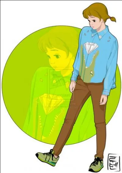 Slim marron et chemise imprimée Croco, le changement est remarquable. Elle aime les chats et les bijoux. Qui est-elle ?