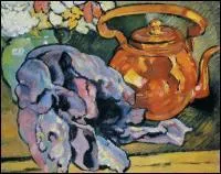 Nature morte au chou rouge et  la bouilloire.