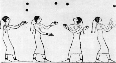 Jongleuse : De quand date cette peinture murale, qui nous montre des femmes lançant des balles, c'est-à-dire les premières jongleuses ?