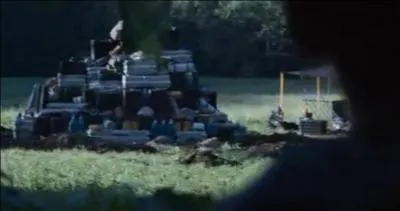 Un peu plus tard, Katniss fait sauter les provisions des carrires, mais ne s'en sort pas indemne. Pourtant, il n'y a aucune allusion  cette blessure dans le film. De quoi s'agit-il ?