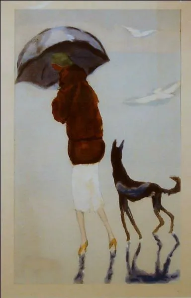 Qui a peint Femme avec un chien sur la plage ?