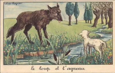 Sur le vaste chiquier de not' mond' de misre, un agnelet nature ttait l'onde claire.