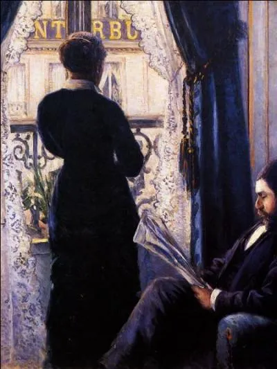 Intrieur, femme  la fentre.