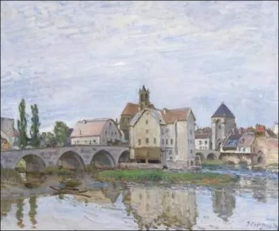 Qui a peint Moret dur Loing temps gris ?